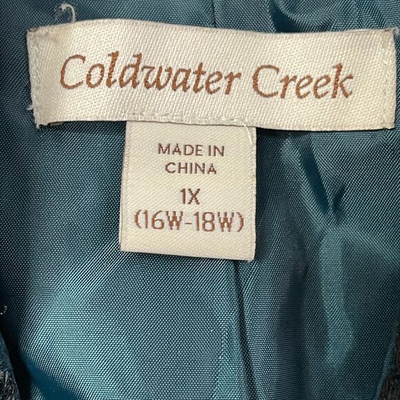 Coldwater Creek Tapestry Plus Size 1X Teal and Black Jacquard Corpcore Classic - Picture 10 of 14